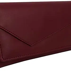 YESSBENZA Women's and Girls Synthetics Faux Leather Stylish Tow Fold Hand Clutch Cum Mobile Hand Wallet Hand Bags Purses(YAFC-1303 Maroon)