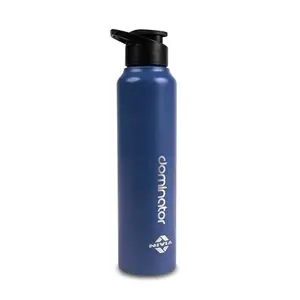 Nivia Dominator Stainless Steel Water Bottle 750ML with Sipper, Durable, Leak-Proof, Easy Grip, Easy-to-Clean, Odour-Free Bottle with Secure Cap for School, Travel, Gym & Work (Navy Blue)