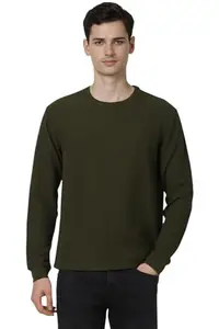 Peter England Men's Regular Fit T-Shirt (PJKCARGFS03869_Olive