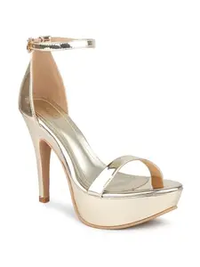 Inc.5 Women Gold Party Stiletto Heels With Ankle Loop