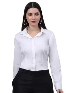 MIZAGO Women's Comfort Rayon Formal Shirt (Medium, White)