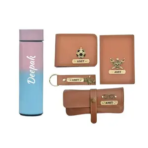 YOUR GIFT STUDIO Customized Men's Combo Personalised Men's Wallet Personalized with Name and Charm | Customized Name & Charm (Tan)