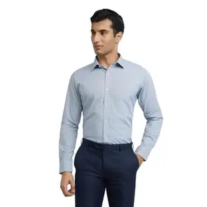 RAYMOND Men's Checkered Slim Shirt (RMSX11666-B5_Medium Blue S)