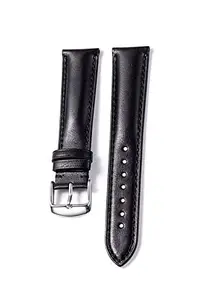 Ewatchaccessories 20mm Genuine Leather Watch Band Strap Fits 10006, 10064 Black Silver Buckle-S-1