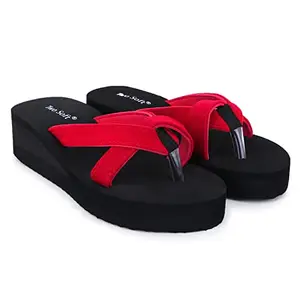 Women Slipper Stylish Comfortable Lightweight Soft Flaxsible Casual Flip Flop/Girls fancy chappal_RD_4_BZR-GN_017-RD_4