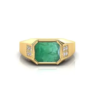 APSSTONE 6.00 Carat Emerald Adjustable Gold plated Panna Ring Certified for Women's and Men's By LAB - CERTIFIED