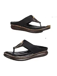 Bagadiya Trading Walktrendy Womens Synthetic Black Open Toe Flats - 5 Uk (Wtwf619_Black_38)