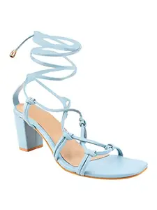 TRYME Style Fancy Trending Strappy Heels for Women Chunky Heel Sandals with Lace Up Casual Block Heel