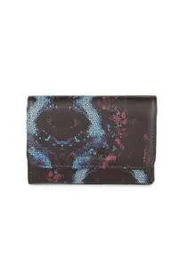 Van Heusen Women Leather Brown Print Casual Wallets