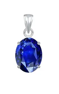 Blue Sapphire Stone Natural Neelam 8.25 Ratti or 7.5 Carat Astrological Certified Gemstone bis Hallmark 925 Sterling Silver Pendant for Men & Women