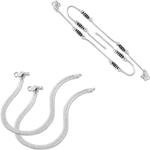 Heer Collection Traditional Trendy Jewellery All Occassions Anklets Payal Pair for Women/Girls Alloy Anklet (Pack of 4)(Combo Payal-112&115-(1PairEach))