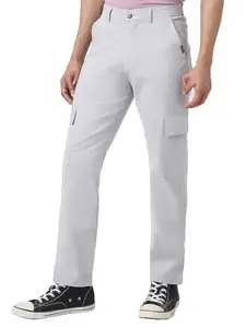 Urbano Fashion Men's Ice Grey Regular Fit Solid Cargo Chino Pant with 6 Pockets Stretchable (chicargoreg-05-icegrey-32)