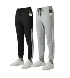 F GALLERY Men's Platinum Set of 2 Trackpants Lycra Joggers | 280 GSM Stretchable Track Pants for Gym & Casual Wear | High Rise Waist, Pockets,