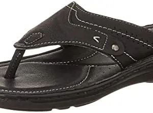 Metro Men Black Leather Sandals 9-UK (43 EU) (16-172)