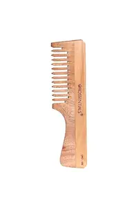 OROSSENTIALS Kacchi Neem wide tooth neem wooden comb Pack of 1 (ORO-006)