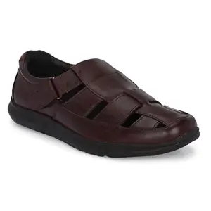 G WALK Leather Sandals for Men's | Stylish, Comfortable & Lightweight Sandals | Brown | Size-10