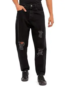 The Indian Garage Co Men Loose Tapered Solid Mid-Rise Jeans