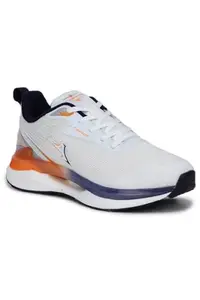 ABROS Sports Zest Shoes Made of Mesh and Phylon Stylish Looking Comfortable Shoes (White/Orange 6)