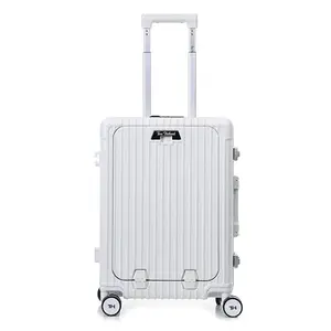 Tom Holland 100% Polycarbonate Astor Laptop Cabin Luggage Small Size Poly-Carbonate Hardside 8 Wheels Laptop Suitcase Trolley for Travelling (White) 20 Inches