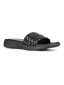 Inc.5 Womens Black Casual Solid Open Toe Flat Slip-On Sandals