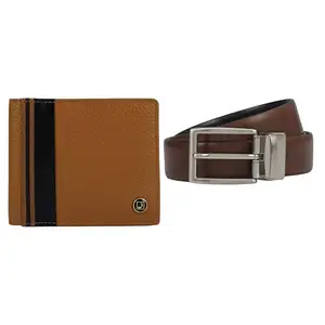 Da Milano Leather Men Wallet & Belt Gift Set - Cognac (GS-0001-44-OL)