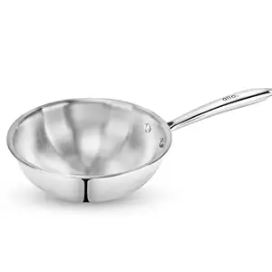 Allo CookSafe 1.5 Litre TriPly Stainless Steel Wok - Induction Friendly turally Non Stick, 20Cm
