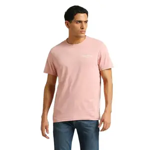 Pepe Jeans Men's Solid Slim Fit T-Shirt (PM509523_ASH Rose Pink