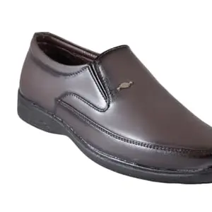 Men's Synthetic Leather Square Toe Slip On Formal Shoes (Coffee, UK Footwear Size System, Adult, Men, Numeric, Medium, 7)