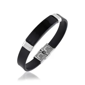 Memoir Pure Black Leather Bracelet with Stainless Steel Buckle Clasp, Unisex Fashion Jewellery Accessory Bracelet for Men and women (BLDM3800)