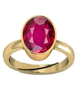 VKG GEMS 6.25 Ratti Natural Certified Ruby/Manik Birthstone/Astrology/Rashi Ratan Adjustable Gold Plated Ring for Men & Women(G01)