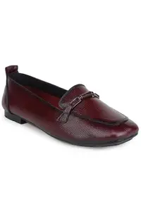 Zoom Shoes Premium Leather Comfortable Lightweight Bellies for Women with Rubber Sole Ideal for Casual Wear Cherry