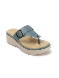 ICONICS Women's Solid Comfortable Slip On Sandal for Office Festive Outdoor Use I ICN-NI-Wn-55 Blue Wedge 7 Kids UK