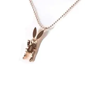 Bling Queen Women's Titanium Bunny Pendant Necklace With A Link Chain, Rabbit Pendant Necklace, Bunny Pendant Charm, Fashion Necklaces For Women Trendy, Simple Chain Necklace(Gold)