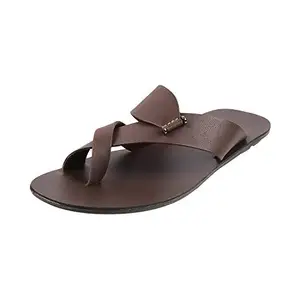 Metro Men's Brown Leather Slippers-8 UK (42 EU) (16-9788)