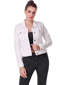 Textile export creations TI AMO Full Sleeves Solid Women's Denim Jacket_Large_White
