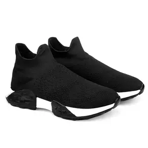 BXXY Men's Knitted Material Black Casual Sports Running and Outdoor Light Weight Shoes.- 9 UK