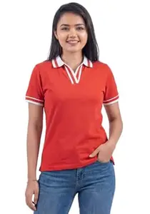 Wear Your Opinion S to 5XL V Neck Stripe Collar Tshirt for Women Polo Top