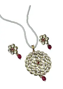 GP Collection Crystal Pearl Necklace Earring Jewellery Set for Women