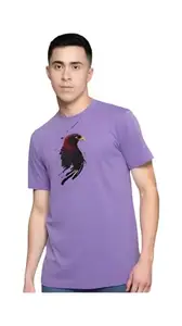 Men's Graphic Printed Regular Fit Cotton T-Shirt, 100% Cotton T-Shirt (RA_Printed1_Purple_XL)