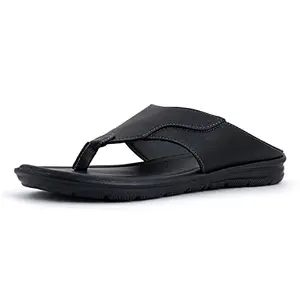 Khadim's Synthetic Leather PVC Sole Solid Black Casual Slippers & Flip-Flops For Men - Size 7
