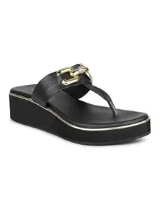 Inc.5 Womens Black Party Wear Solid Round Toe Wedges Heel Sandals