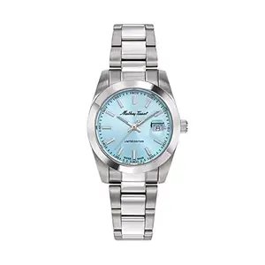 Mathey-Tissot Stainless Steel Swiss Made Blue Dial Analog Watch for Women - D451Bu, Silver Band