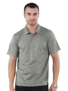 Beyoung Imported Poly Diamond Jacquard Textured Polo T-Shirt for Men - Grey | Collar Tshirt | Regular Fit