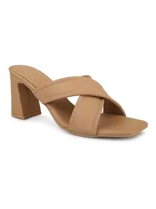 Inc.5 Women Beige Open Toe Block Heels