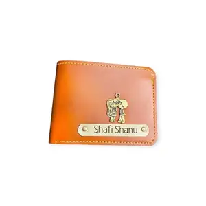 NAVYA ROYAL ART Customised Wallet for Men Personalized Wallet with Name Printed Leather Name Wallet for Men Customized Gifts for Men Personalised Mens Purse with Name & Charm | Tan