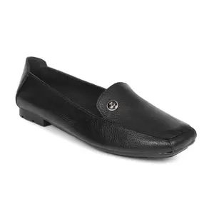 Zoom Shoes Genuine Leather Women's Loafer Footwear W-3741 | Office Wear with Anti-Slip Soles with Memory Foam Cushioned Insoles (Black, 2)