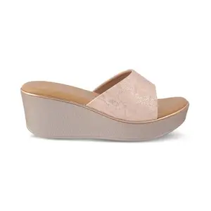 tresmode SAMS Women's Wedges Sandals Platform Heels Champagne, 4 EU / 37 UK - Almond Open Toe Comfortable Soft Footwear Durable