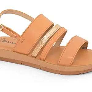 inblu Trendy & Fashionable Sandals for Women_ML10 (Camel&Gold, Size- 7 UK)