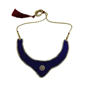 MAYA FASHION Multi Colour Kundun Stud Velvet Necklace Elegant Necklace for Girls & Women | Wedding | Festival All Occasions (Sku-nec6319)