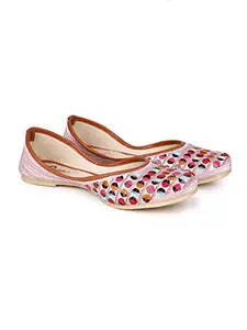 The Desi Dulhan Purpal & Multi Colored Party Embellished Mojaris Flats for Women